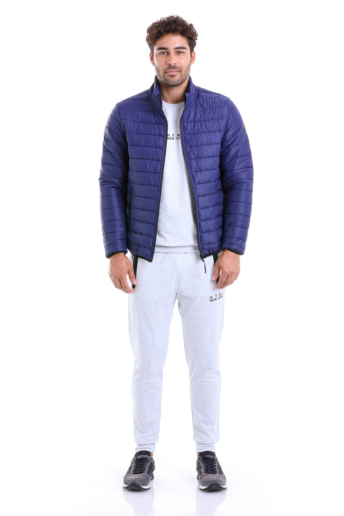 Slim Fit Ceasar Light Navy Padded Coat - SAYKI