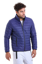 Slim Fit Ceasar Light Navy Padded Coat - SAYKI