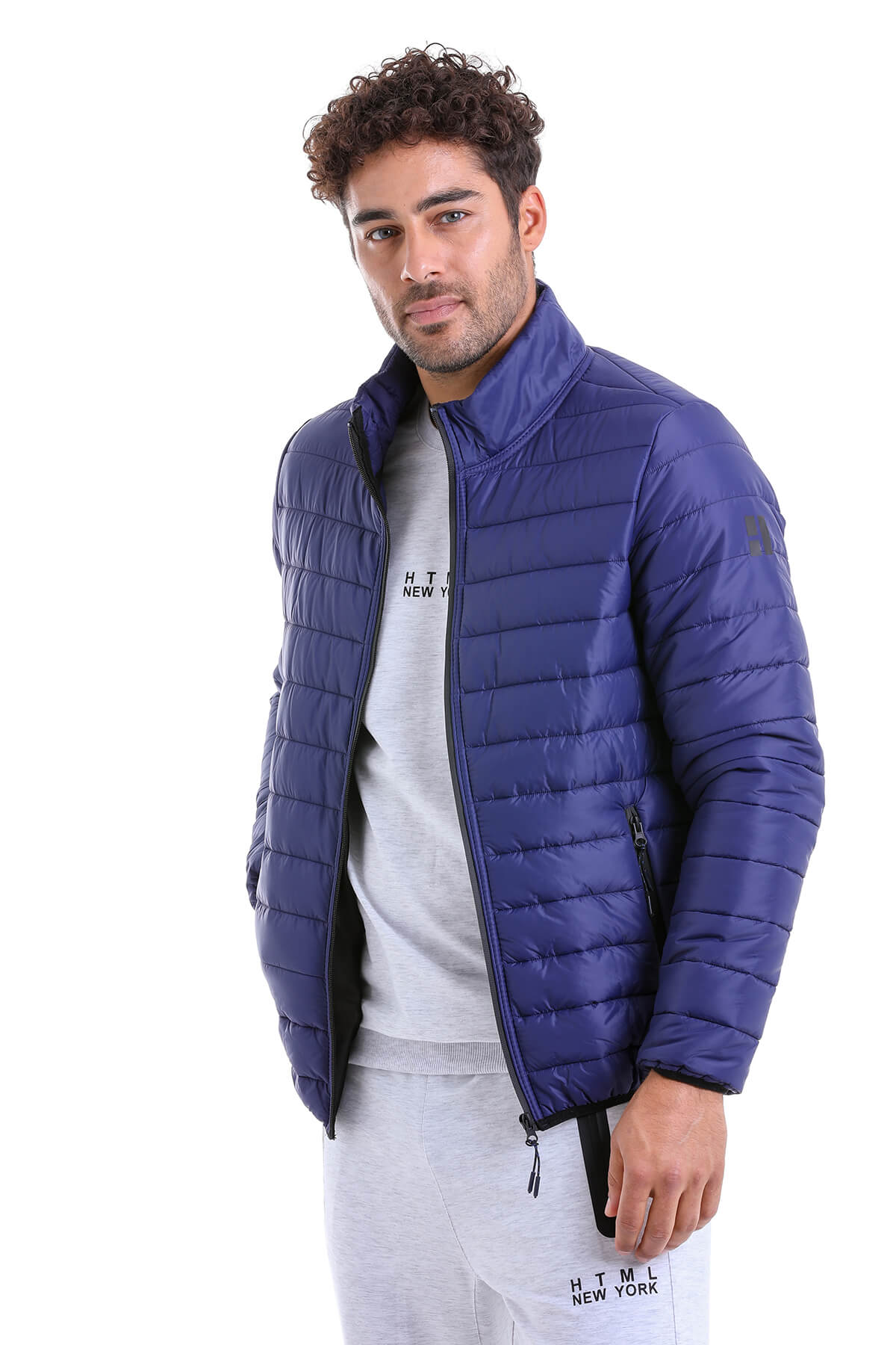 Slim Fit Ceasar Light Navy Padded Coat - SAYKI