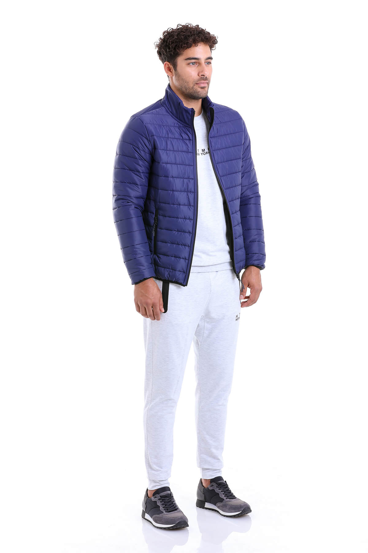 Slim Fit Ceasar Light Navy Padded Coat - SAYKI