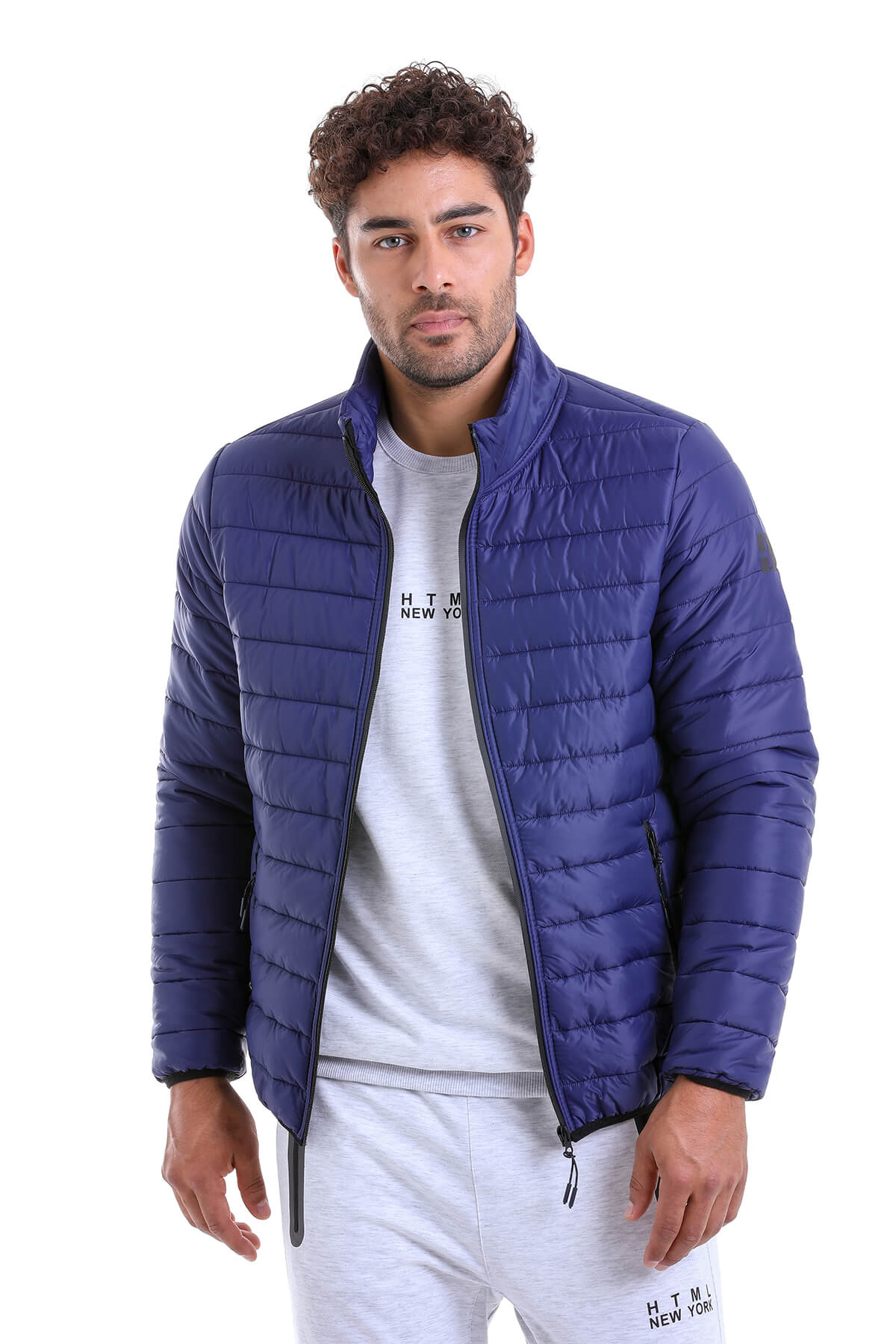 Slim Fit Ceasar Light Navy Padded Coat - SAYKI