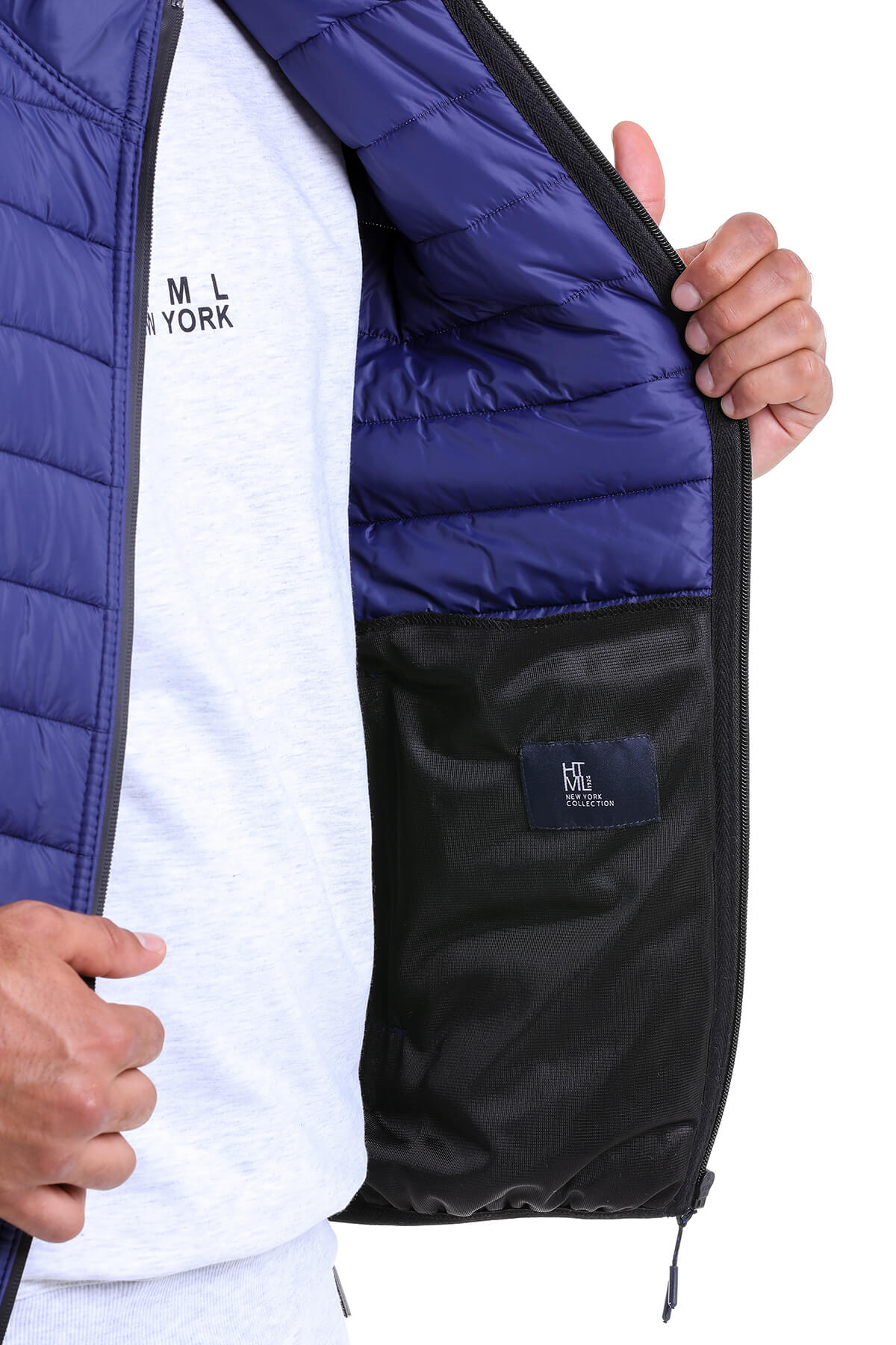 Slim Fit Ceasar Light Navy Padded Coat - SAYKI