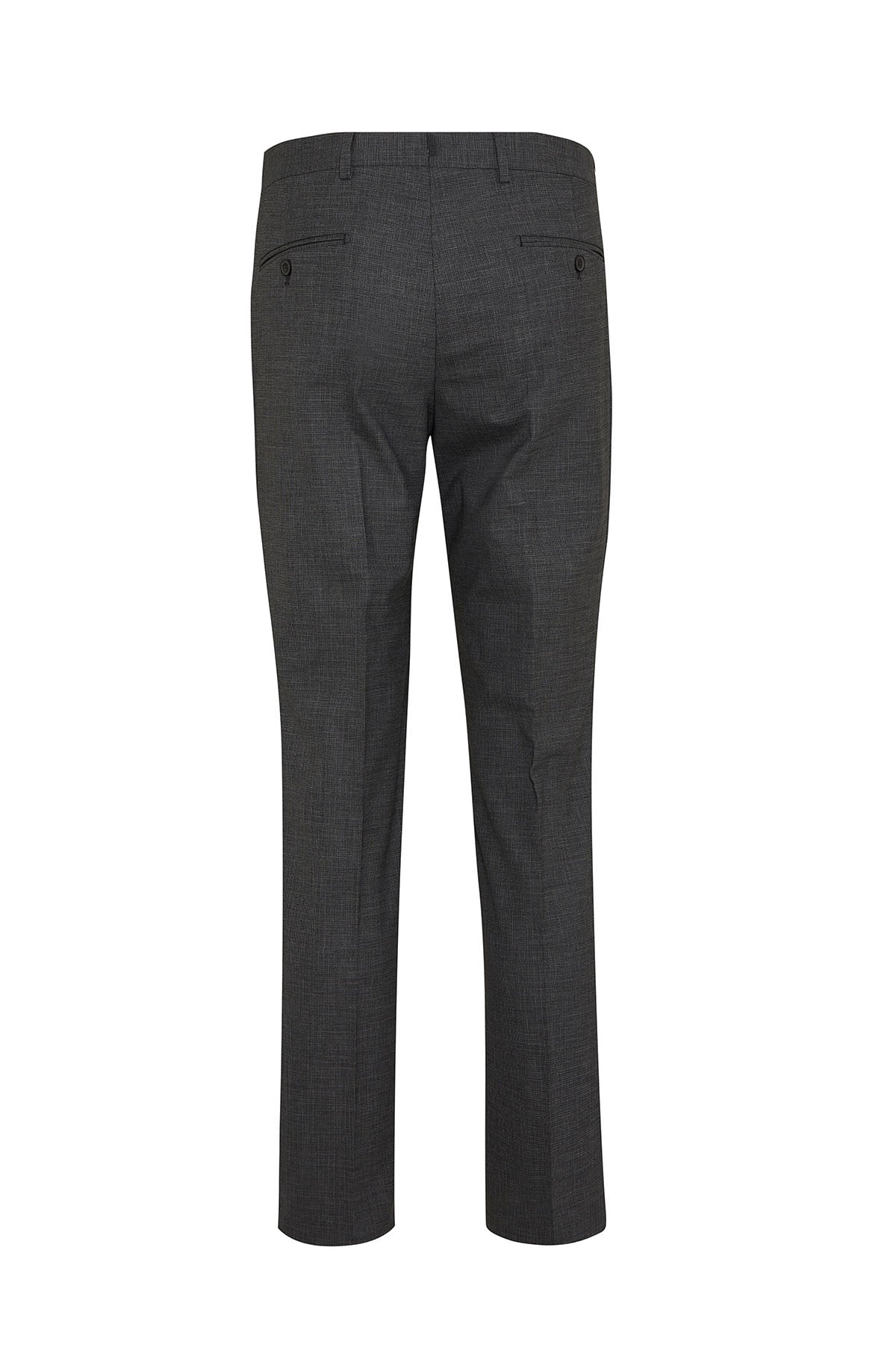 Slim Fit Charcoal Side Pocket High Waist Wool Dress Pants