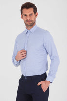 Slim Fit Cotton Blend Micro Dot Light Blue Dress Shirt - MIB