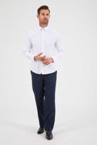 Slim Fit Cotton Blend White Dress Shirt - MIB