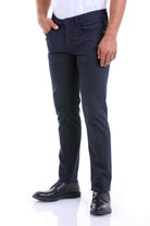 Slim Fit Cotton Low Waist 5 Pocket Navy Casual Pants - MIB