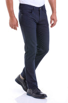 Slim Fit Cotton Low Waist 5 Pocket Navy Casual Pants - MIB