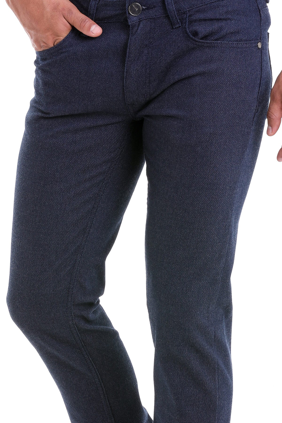 Slim Fit Cotton Low Waist 5 Pocket Navy Casual Pants - MIB