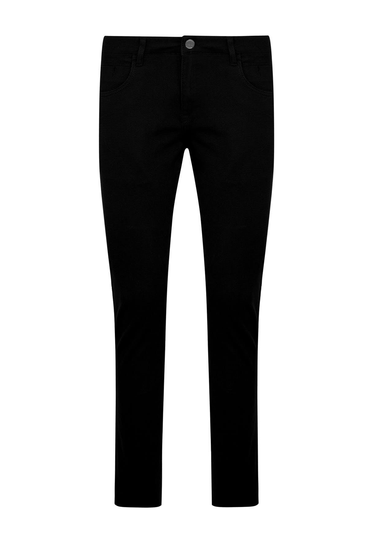 Slim Fit Cotton Low Waist Black Casual Pants - MIB