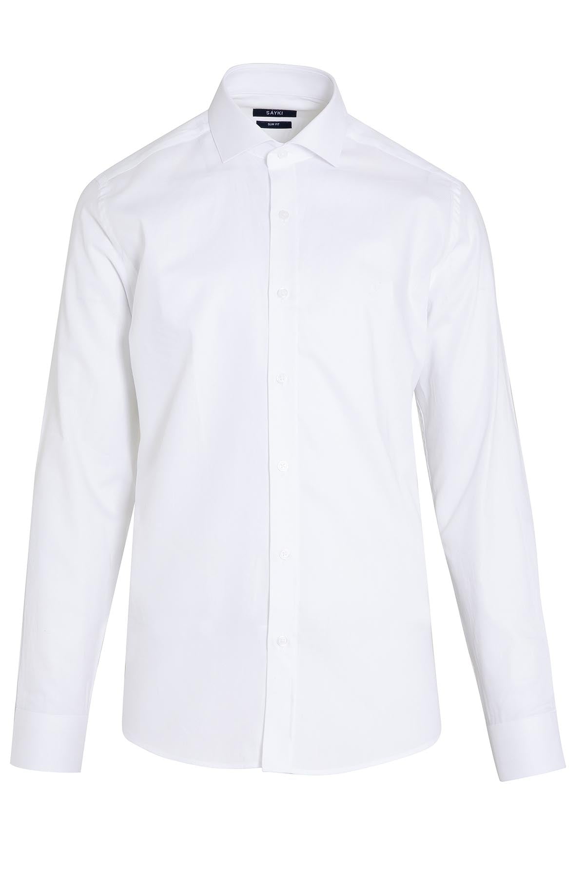 Slim Fit Cotton White Dress Shirt - MIB