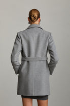 Slim Fit Daisy Notch Lapel Double-Breasted Belted Wool Coat