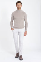 Slim Fit Dark Beige Turtleneck Sweater - SAYKI