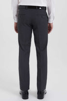 Slim Fit Dark Gray Side Pocket Low Waist Wool Dress Pants