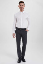 Slim Fit Dark Gray Side Pocket Low Waist Wool Dress Pants