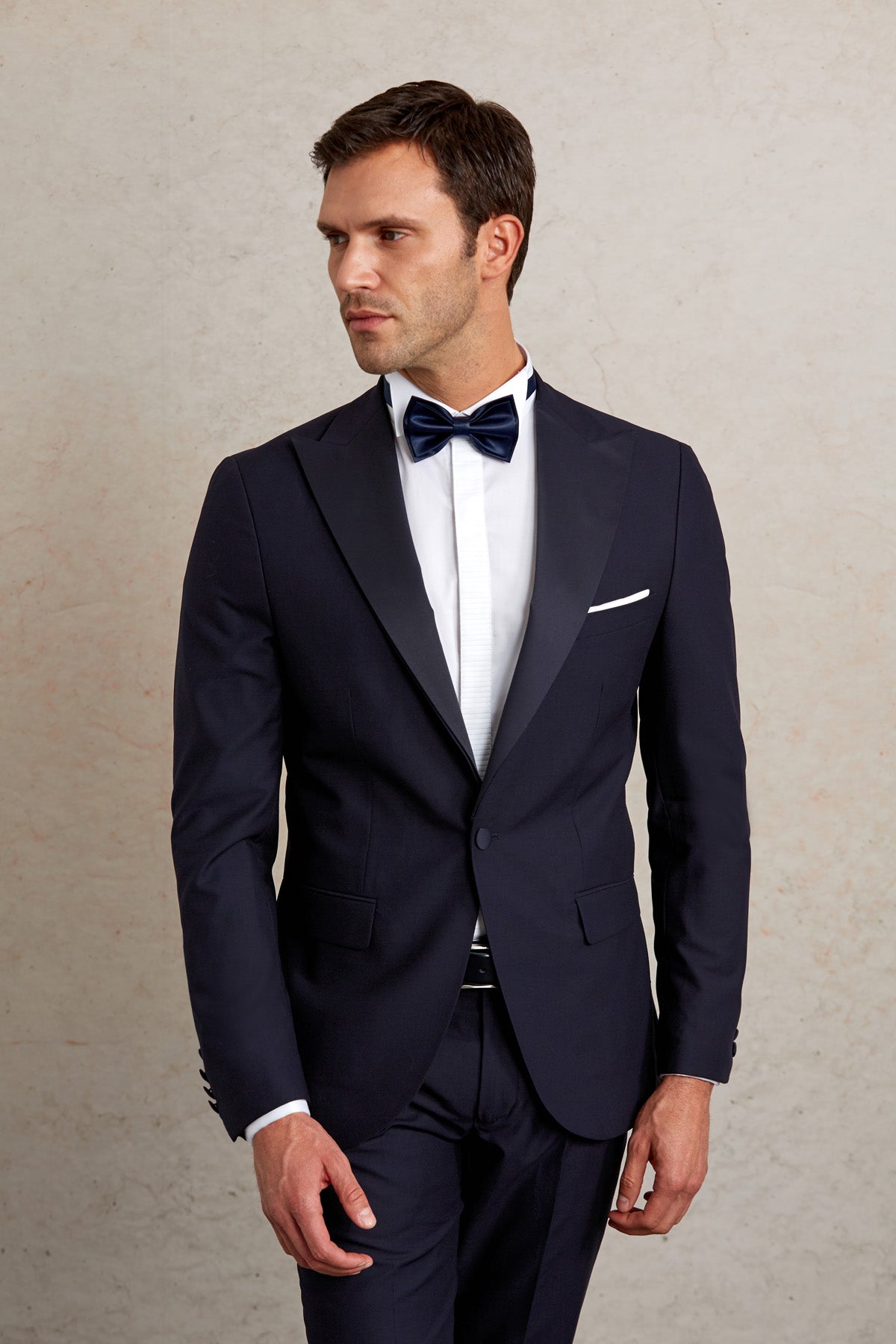 Slim Fit Dark Navy Release Peak Lapel Classic Tuxedo - MIB