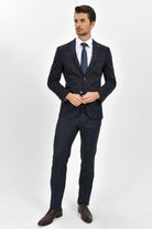 Slim Fit Dark Navy Side Pocket Low Waist Wool Dress Pants