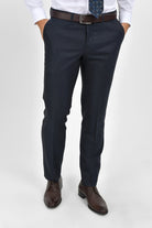 Slim Fit Dark Navy Side Pocket Low Waist Wool Dress Pants