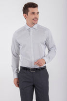 Slim Fit Dot Printed 100% Cotton Gray Dress Shirt - MIB