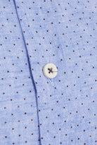 Slim Fit Dot Printed Linen & Cotton Blue Casual Shirt - MIB