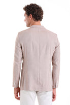 Slim Fit Double Breasted Brick Linen Casual Blazer - SAYKI