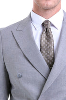 Slim Fit Double Breasted Gray Striped Casual Suit - MIB