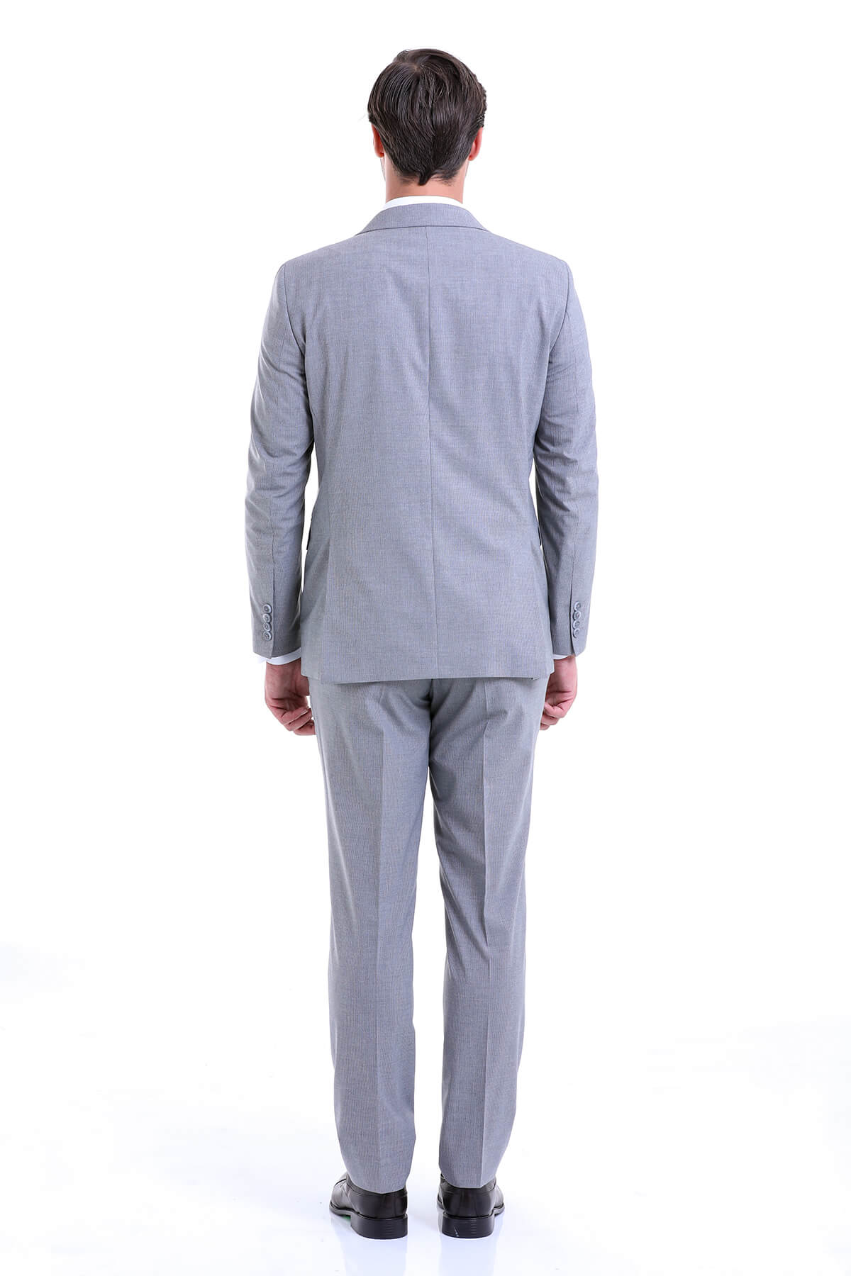 Slim Fit Double Breasted Gray Striped Casual Suit - MIB