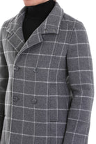 Slim Fit Double Breasted Gray Wool Blend Coat - SAYKI