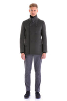 Slim Fit Double Breasted Light Gray Wool Blend Coat - SAYKI