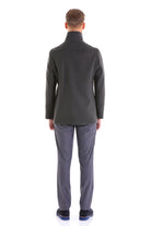 Slim Fit Double Breasted Light Gray Wool Blend Coat - SAYKI