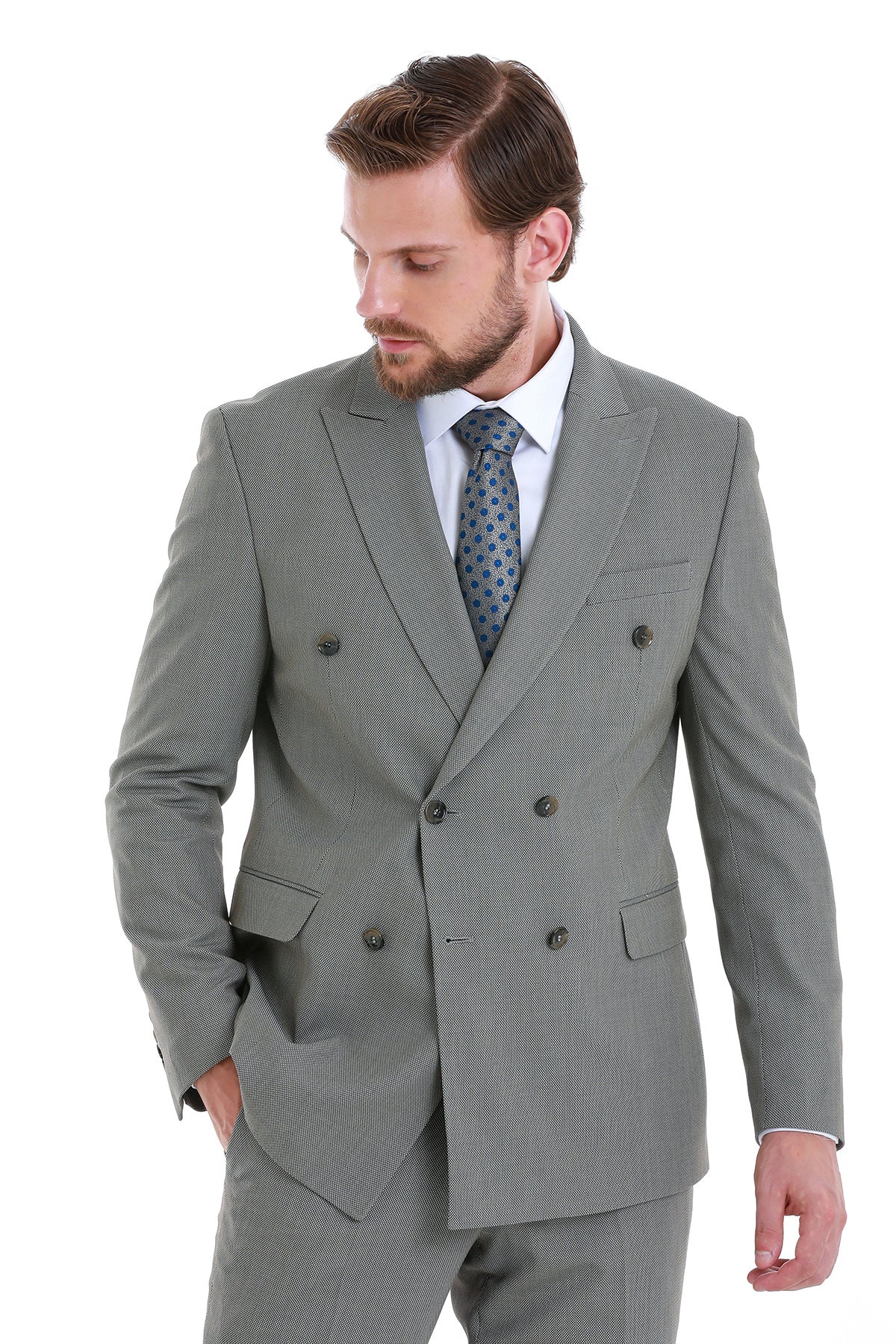 Slim Fit Double Breasted Mink Classic Suit - MIB