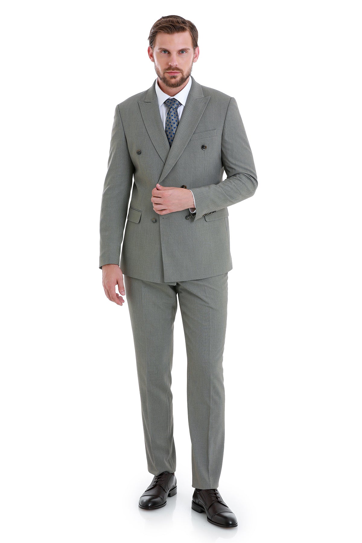 Slim Fit Double Breasted Mink Classic Suit - MIB