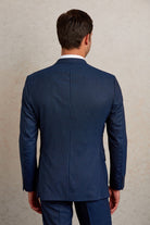 Slim Fit Double Breasted Navy Stripe Wool Blend Classic