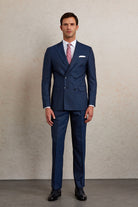 Slim Fit Double Breasted Navy Stripe Wool Blend Classic