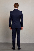 Slim Fit Double Breasted Navy Wool Blend Classic Suit - MIB