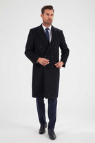 Slim Fit Double Breasted Peak Lapel Wool Blend Navy