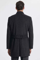 Slim Fit Double Breasted Peak Lapel Wool Gray Overcoat Gray