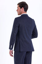 Slim Fit Double Breasted Pinstripe Navy Casual Suit - MIB