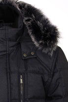 Slim Fit Faux Fur Black Hooded Coat - SAYKI