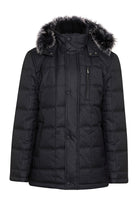 Slim Fit Faux Fur Black Hooded Coat - SAYKI