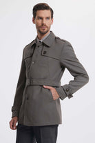 Slim Fit Flat Collar Wool Blend Light Brown Trenchcoat - MIB