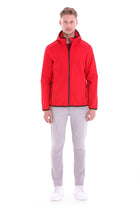 Slim Fit Fleece Apollo Hooded Navy Coat Red - SAYKI