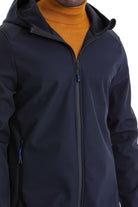 Slim Fit Fleece Apollo Navy Hooded Coat - SAYKI