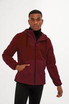 Slim Fit Fleece Polar Casual Burgundy Hooded Coat - MIB