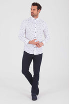 Slim Fit Floral Dot Printed Cotton Navy Casual Shirt - MIB