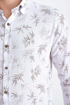 Slim Fit Floral Printed 100% Cotton Brown Casual Shirt - MIB