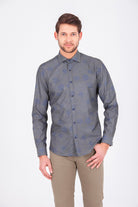 Slim Fit Floral Printed Cotton Blend Khaki Casual Shirt