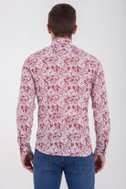 Slim Fit Floral Printed Cotton Burgundy Casual Shirt - MIB