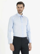 Slim Fit French Cuff Cotton Blend Light Blue Tuxedo Shirt