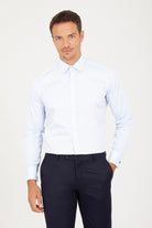 Slim Fit French Cuff Cotton Blue Dress Shirt - MIB