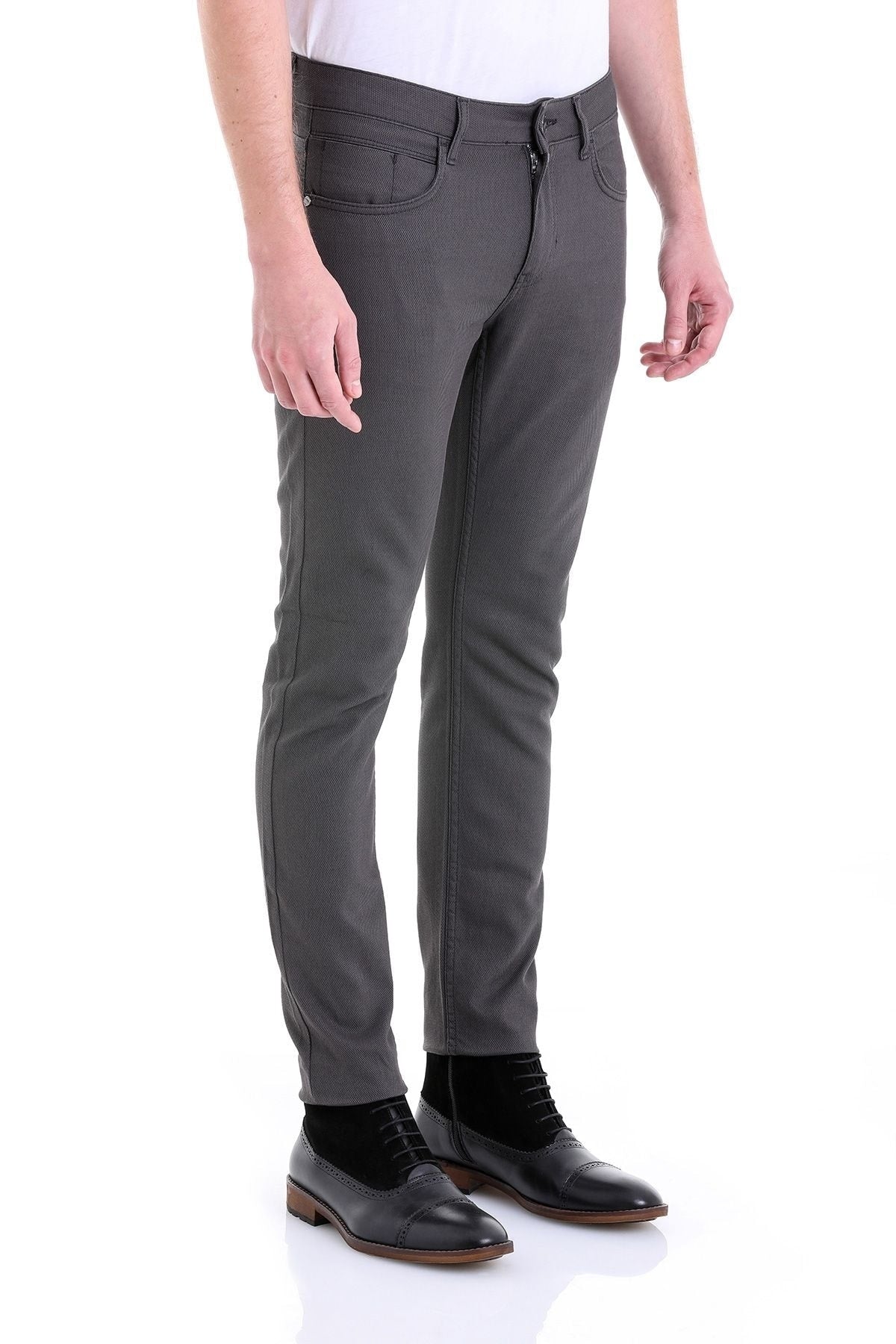 Slim Fit Gray 5 Pocket Low Waist Cotton Casual Pants - MIB